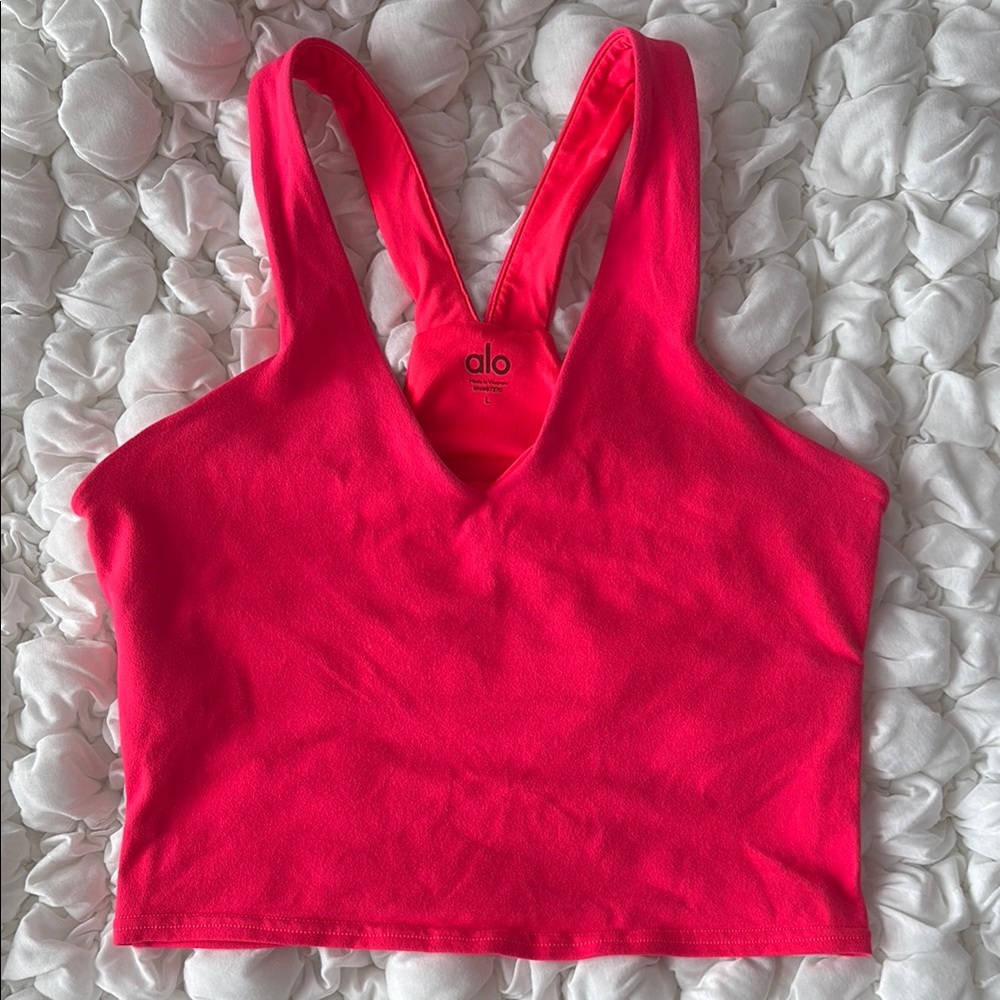 Alo Yoga Bright Pink Airbrush Real Bra Tank
